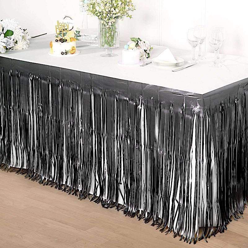 9 ft x 30" Disposable Metallic Foil Fringe Table Skirt