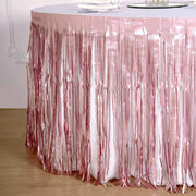 9 ft x 30" Disposable Metallic Foil Fringe Table Skirt