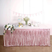 9 ft x 30" Disposable Metallic Foil Fringe Table Skirt