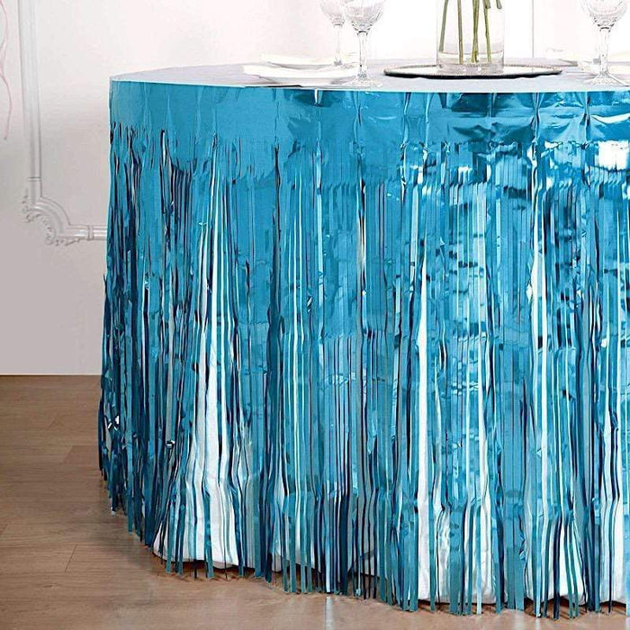 9 ft x 30" Disposable Metallic Foil Fringe Table Skirt