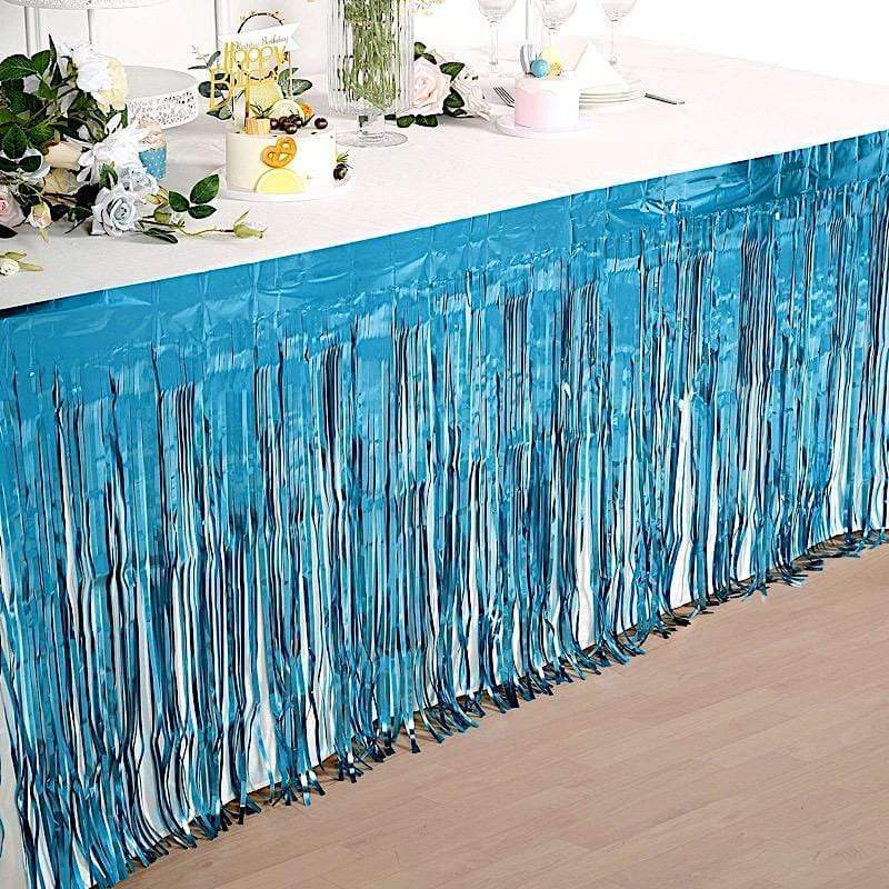 9 ft x 30" Disposable Metallic Foil Fringe Table Skirt