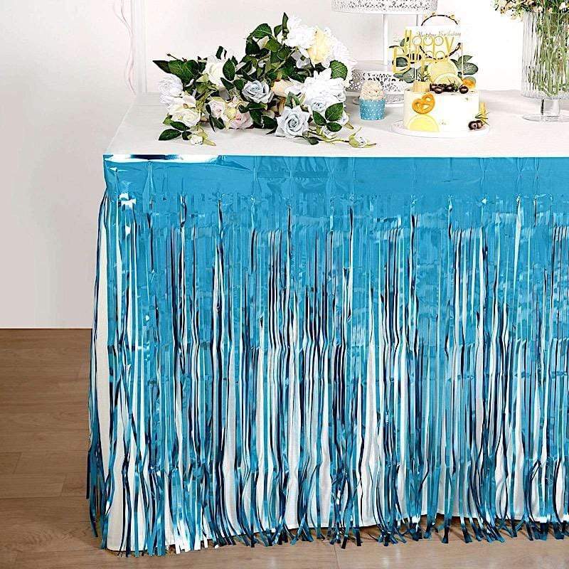 9 ft x 30" Disposable Metallic Foil Fringe Table Skirt