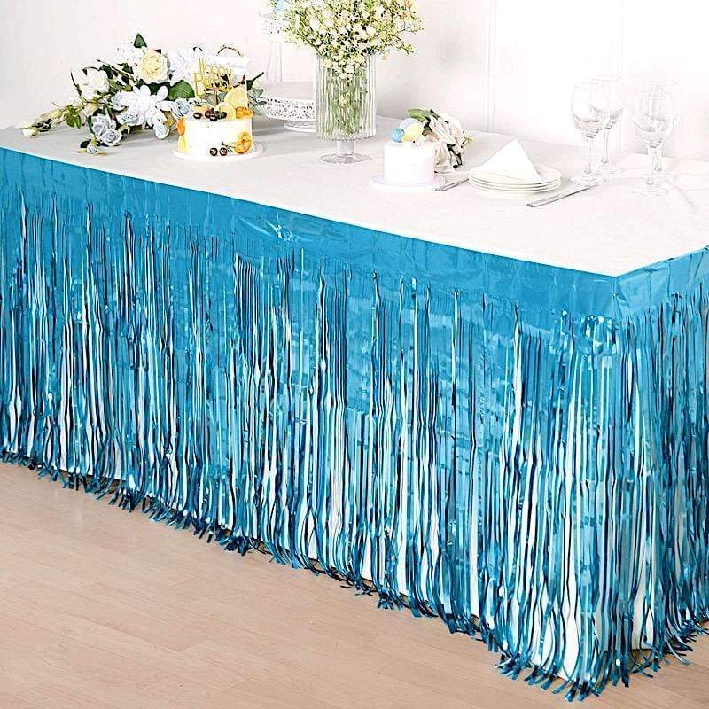 9 ft x 30" Disposable Metallic Foil Fringe Table Skirt