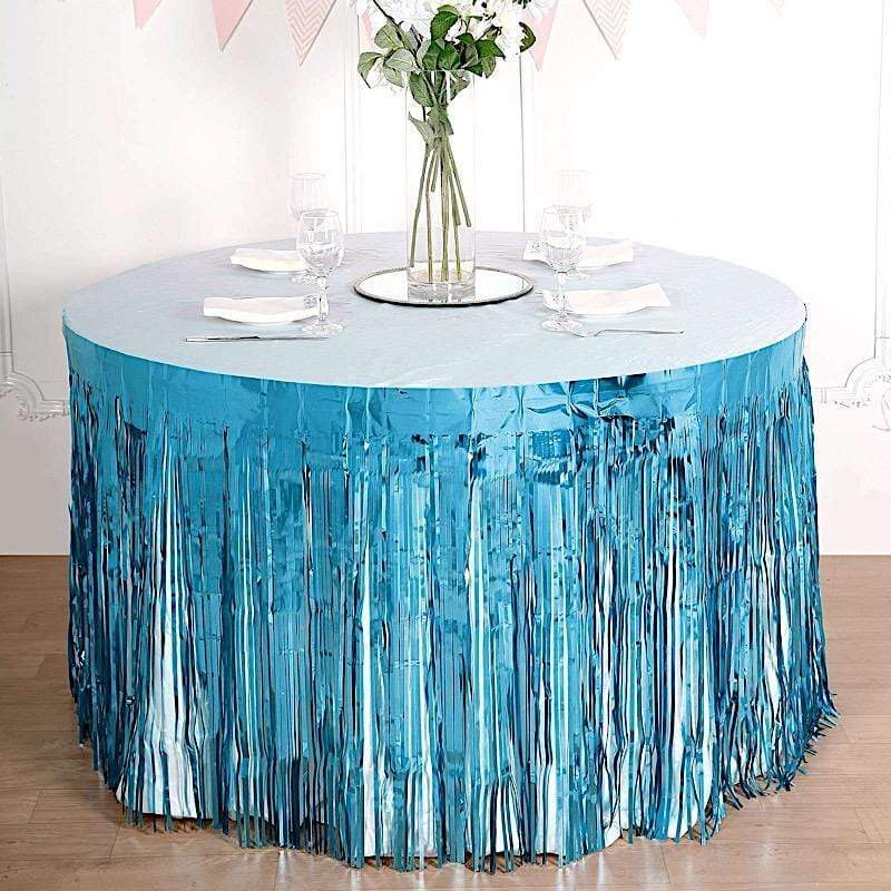 9 ft x 30" Disposable Metallic Foil Fringe Table Skirt