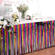 9 ft x 30" Disposable Metallic Foil Fringe Table Skirt