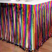9 ft x 30" Disposable Metallic Foil Fringe Table Skirt