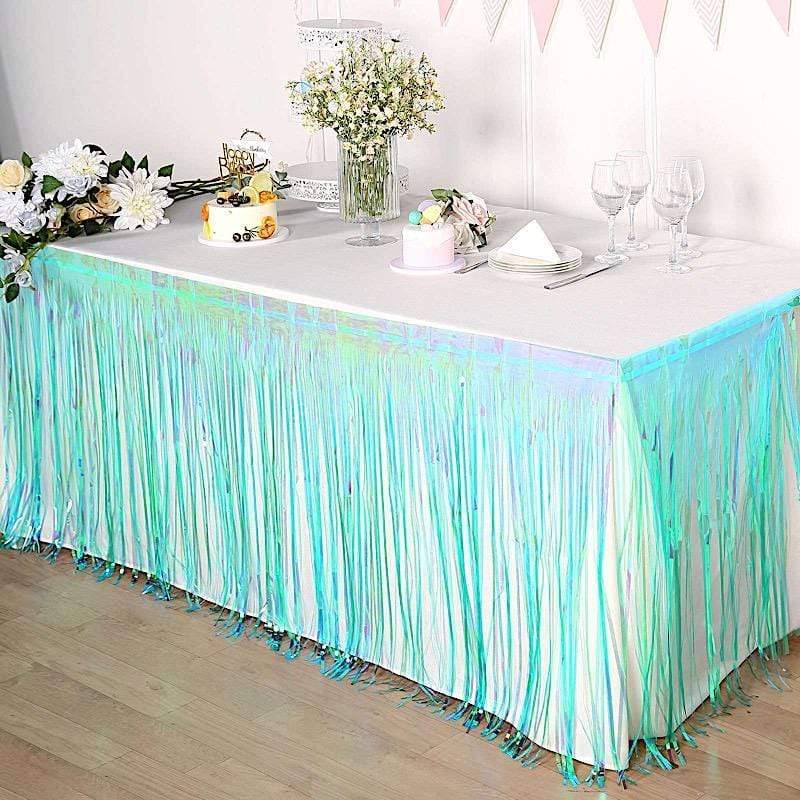 9 ft x 30" Disposable Metallic Foil Fringe Table Skirt
