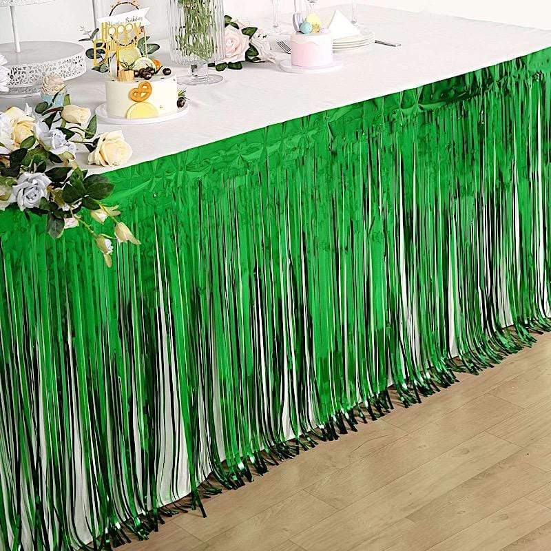 9 ft x 30" Disposable Metallic Foil Fringe Table Skirt