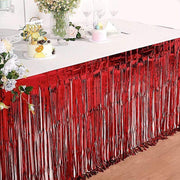 9 ft x 30" Disposable Metallic Foil Fringe Table Skirt