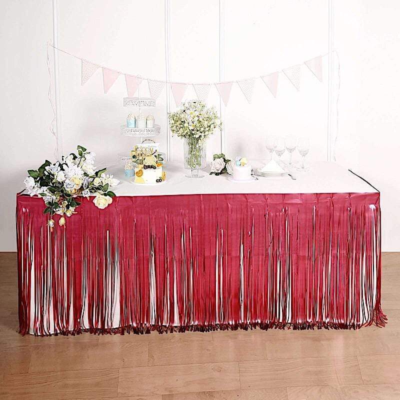 9 ft x 30" Disposable Metallic Foil Fringe Table Skirt