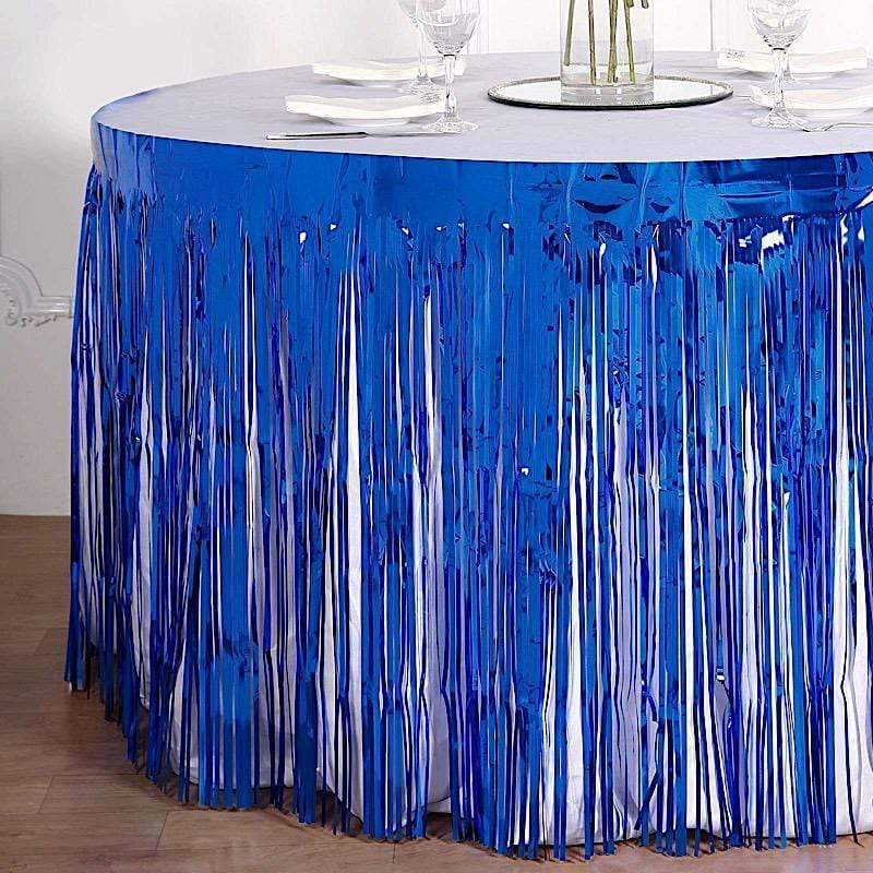 9 ft x 30" Disposable Metallic Foil Fringe Table Skirt