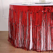 9 ft x 30" Disposable Metallic Foil Fringe Table Skirt