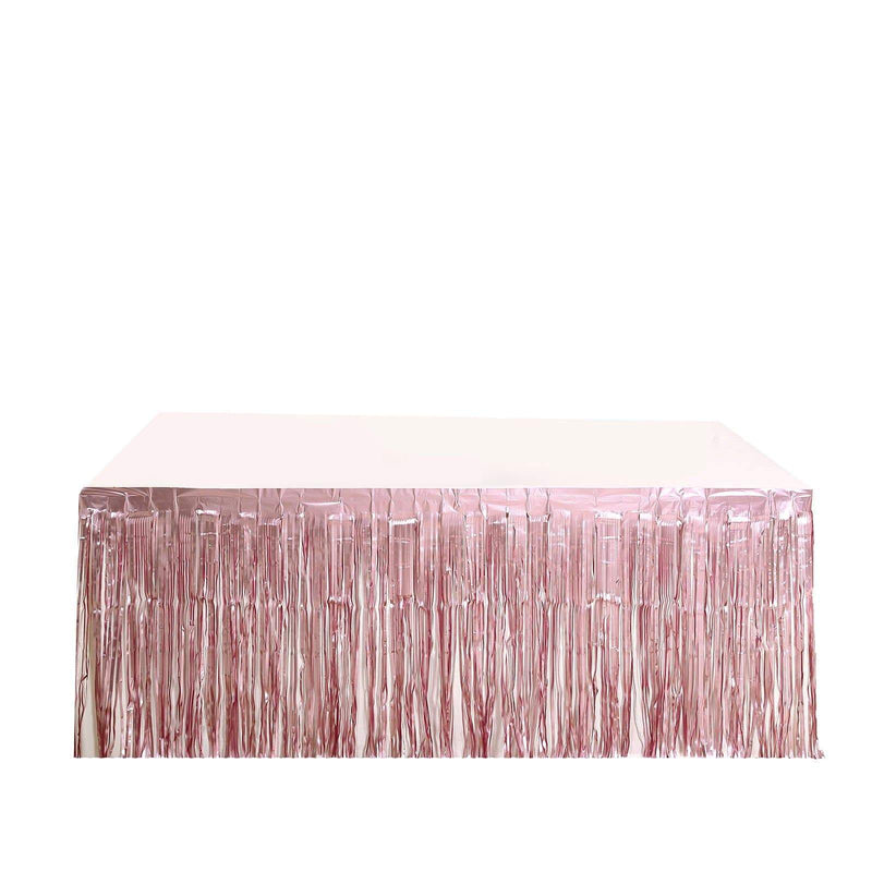9 ft x 30" Disposable Metallic Foil Fringe Table Skirt SKT_PVC01_080
