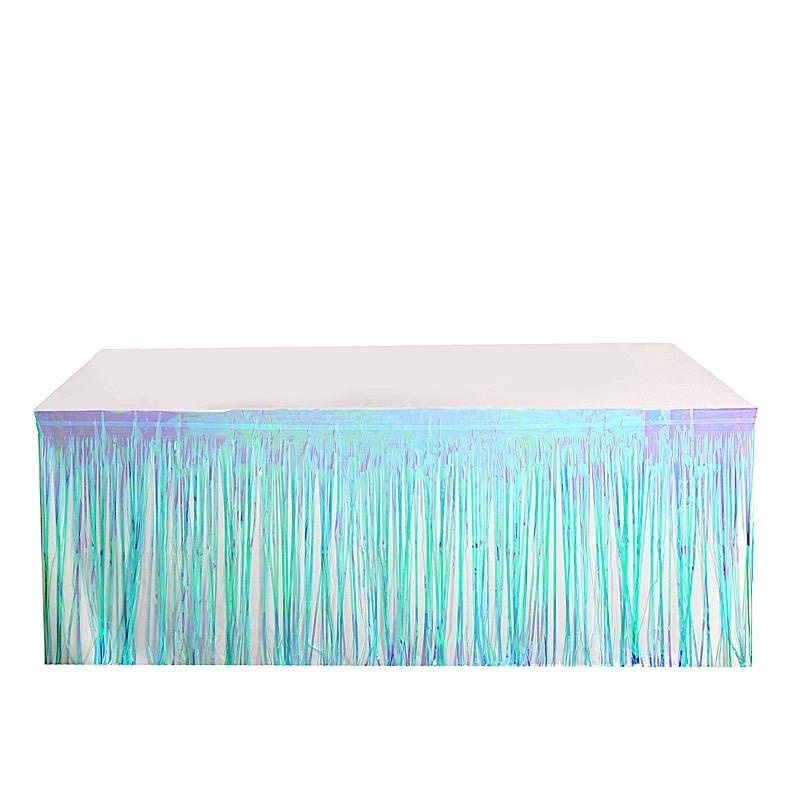 9 ft x 30" Disposable Metallic Foil Fringe Table Skirt SKT_PVC01_ABWB