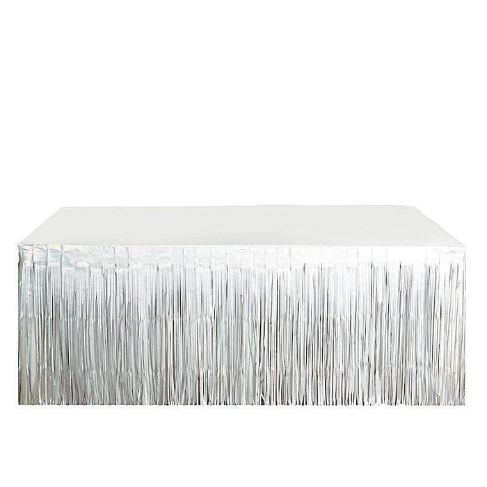 9 ft x 30" Disposable Metallic Foil Fringe Table Skirt SKT_PVC01_ABWL
