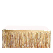 9 ft x 30" Disposable Metallic Foil Fringe Table Skirt SKT_PVC01_GOLDM