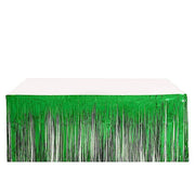 9 ft x 30" Disposable Metallic Foil Fringe Table Skirt SKT_PVC01_GRN