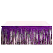 9 ft x 30" Disposable Metallic Foil Fringe Table Skirt SKT_PVC01_PURP