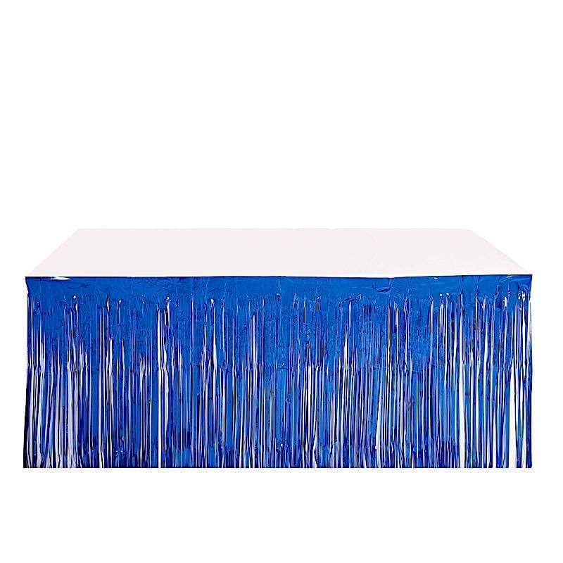9 ft x 30" Disposable Metallic Foil Fringe Table Skirt SKT_PVC01_ROY