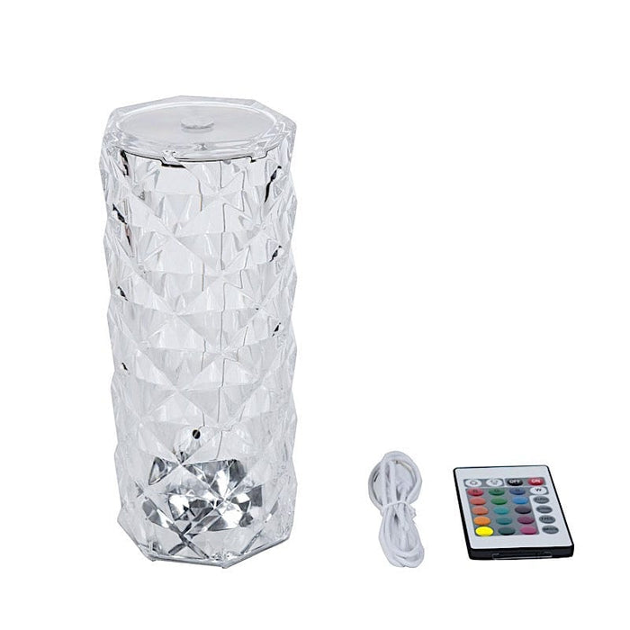 9" Tall Acrylic Crystal Desk Lamp Decorative Rose LED Light - Clear LED_ACRY_LAMP02_ASST