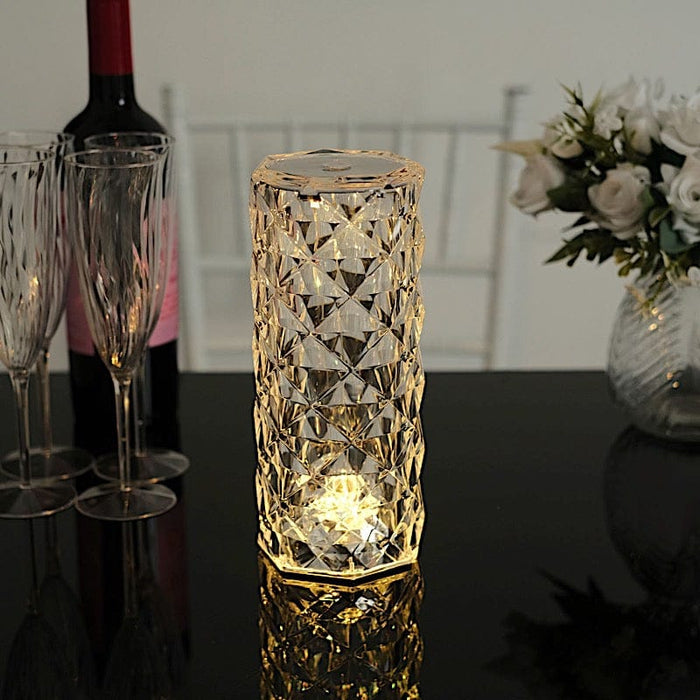 9" Tall Acrylic Crystal Desk Lamp Decorative Rose LED Light - Clear LED_ACRY_LAMP02_ASST