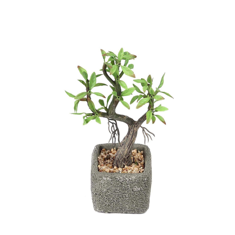 willow plant pot Balsacircle 9" Brown Concrete Planter Pot Green Artificial Mini Willow Tree Party Wedding Tabletop Decorations