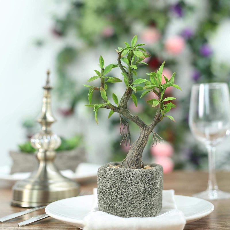 9" tall Concrete Pot with Faux Mini Willow Tree - Green and Brown ARTI_SUC_TR002_ASST