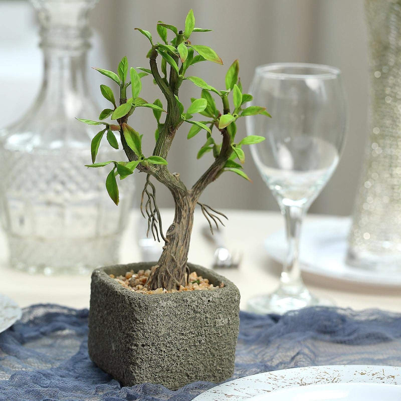 9" tall Concrete Pot with Faux Mini Willow Tree - Green and Brown ARTI_SUC_TR002_ASST