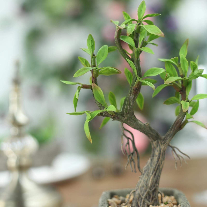 9" tall Concrete Pot with Faux Mini Willow Tree - Green and Brown ARTI_SUC_TR002_ASST