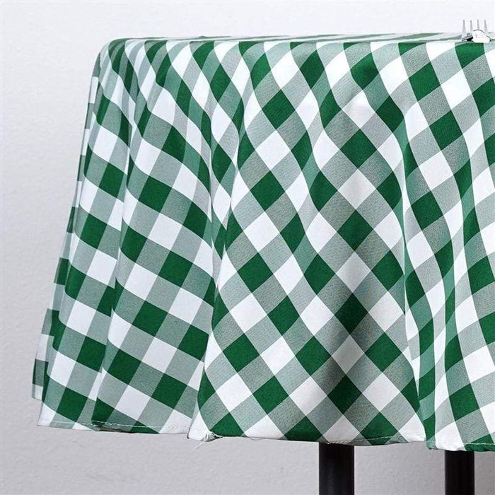 90" Checkered Gingham Polyester Round Tablecloth - Green and White TAB_CHK90_GRN