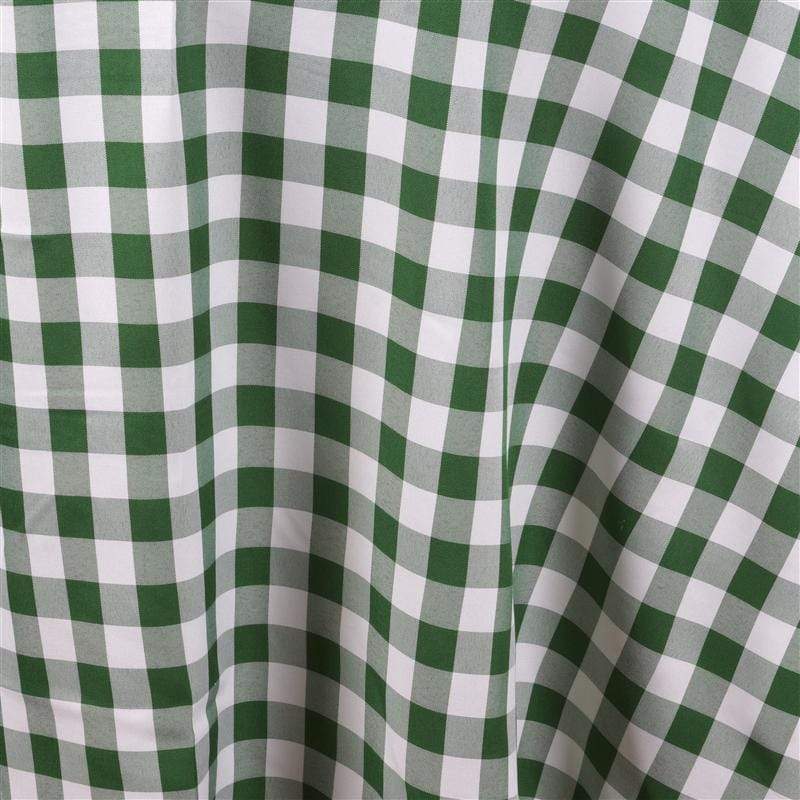 90" Checkered Gingham Polyester Round Tablecloth - Green and White TAB_CHK90_GRN
