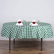 90" Checkered Gingham Polyester Round Tablecloth - Green and White TAB_CHK90_GRN