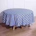 90" Checkered Gingham Polyester Round Tablecloth - Navy Blue and White TAB_CHK90_NAVY