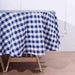 90" Checkered Gingham Polyester Round Tablecloth - Navy Blue and White TAB_CHK90_NAVY