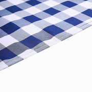 90" Checkered Gingham Polyester Round Tablecloth - Navy Blue and White TAB_CHK90_NAVY