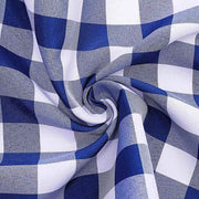 90" Checkered Gingham Polyester Round Tablecloth - Navy Blue and White TAB_CHK90_NAVY