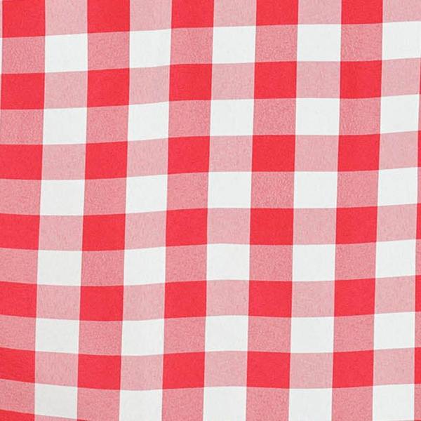 90" Checkered Gingham Polyester Round Tablecloth - Red and White TAB_CHK90_RED
