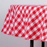 90" Checkered Gingham Polyester Round Tablecloth - Red and White TAB_CHK90_RED