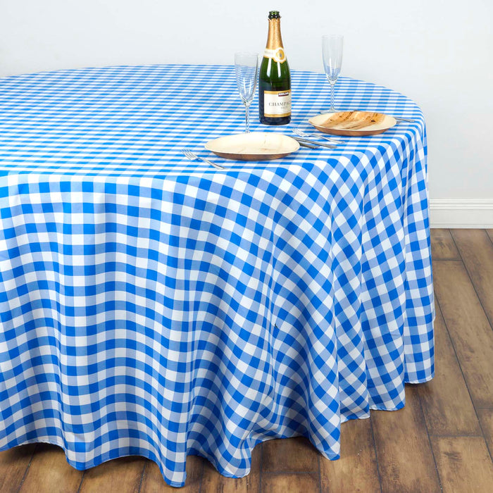 90" Checkered Gingham Polyester Round Tablecloth