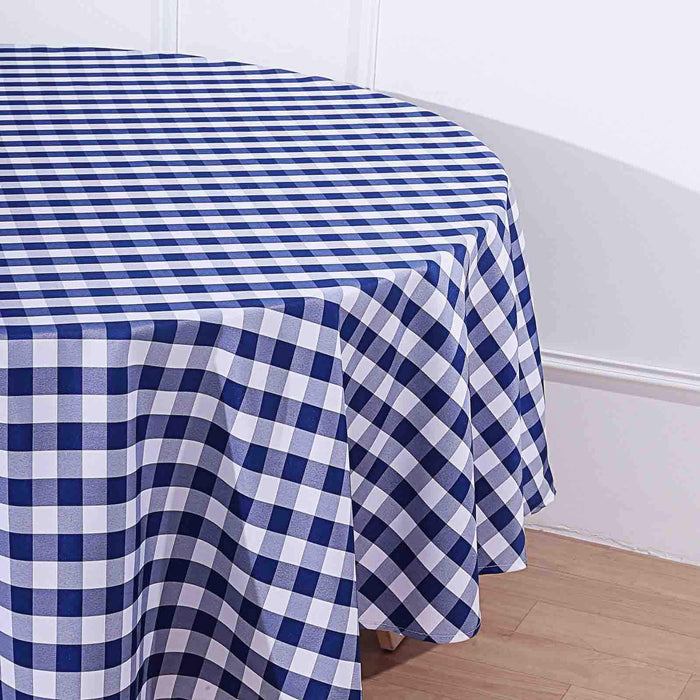 90" Checkered Gingham Polyester Round Tablecloth