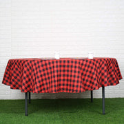 90" Checkered Gingham Polyester Round Tablecloth - Black and Red TAB_CHK90_BLKRED