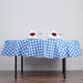 90" Checkered Gingham Polyester Round Tablecloth - Blue and White TAB_CHK90_BLUE