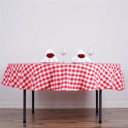 90" Checkered Gingham Polyester Round Tablecloth - Red and White TAB_CHK90_RED