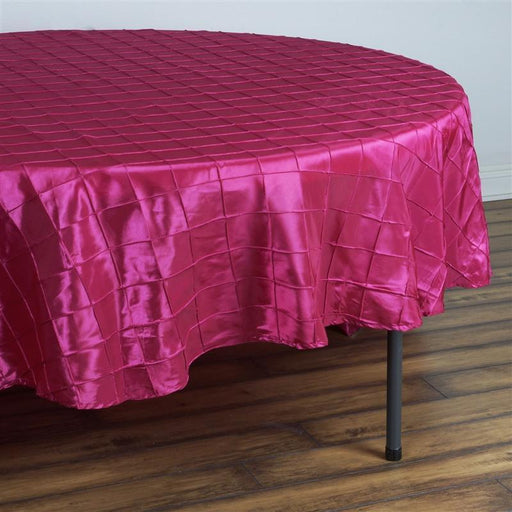 90" Pintuck Round Tablecloth Wedding Party Table Linens - Fuchsia TAB_PTK90_FUSH