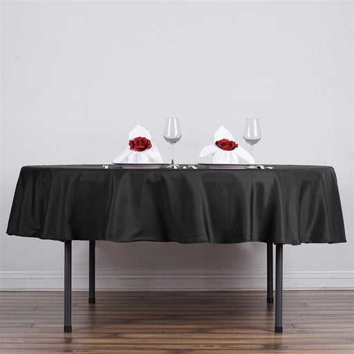 90" Polyester Round Tablecloth Wedding Party Table Linens TAB_90_BLK_POLY