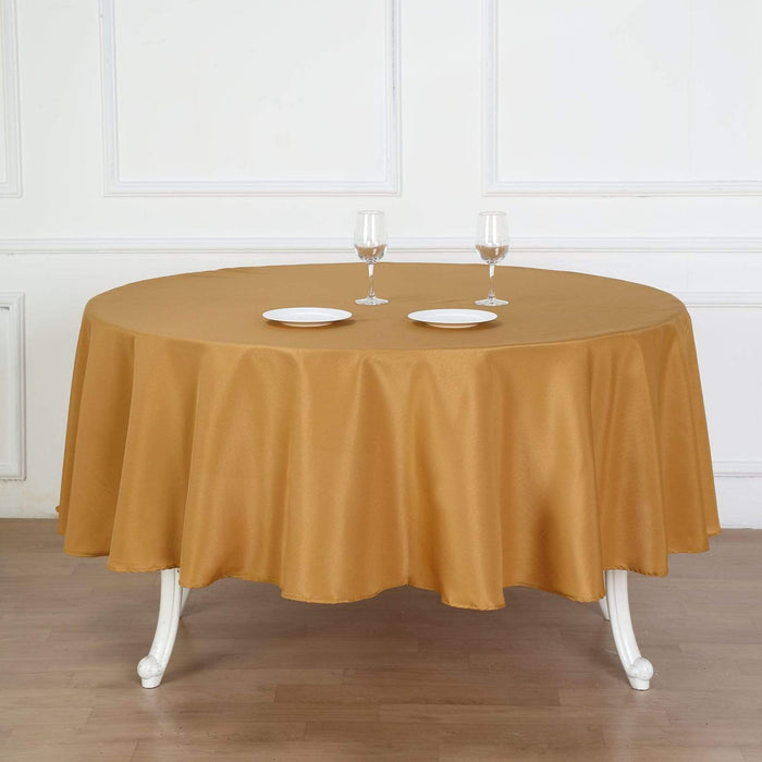 90" Polyester Round Tablecloth Wedding Party Table Linens TAB_90_GOLD_POLY