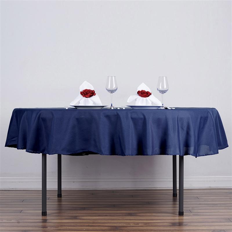 90" Polyester Round Tablecloth Wedding Party Table Linens TAB_90_NAVY_POLY