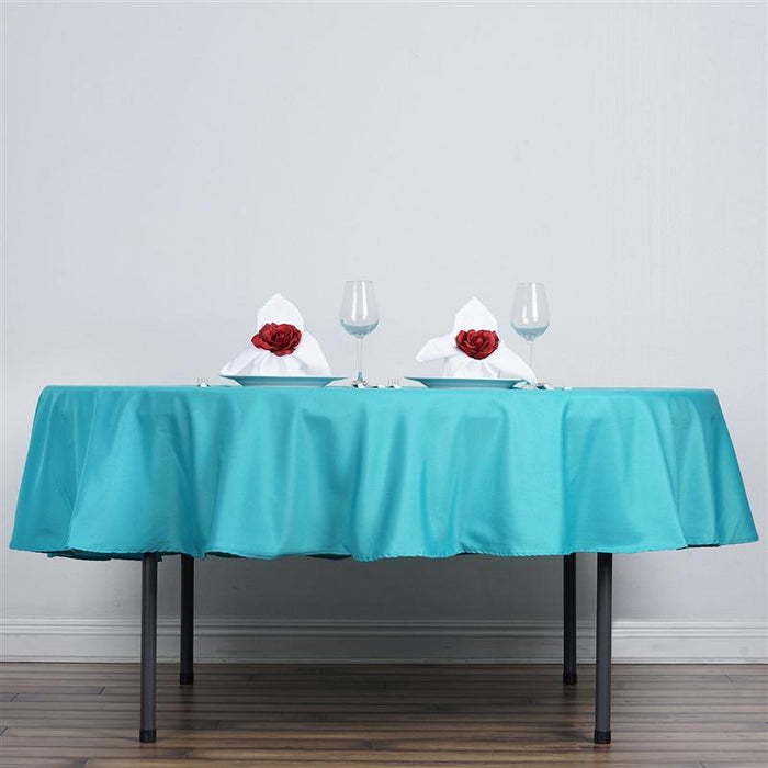 90" Polyester Round Tablecloth Wedding Party Table Linens TAB_90_TURQ_POLY