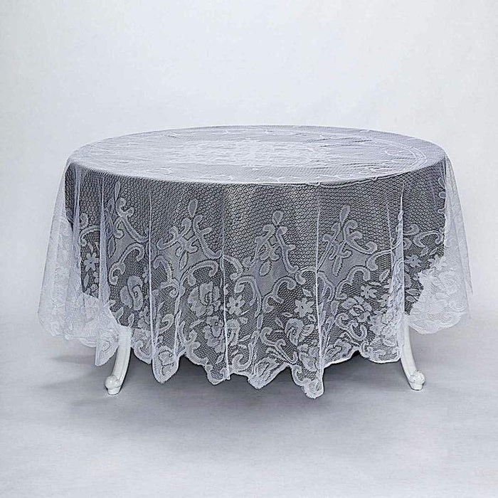 90" Premium Lace Round Tablecloth TAB_LACE01_R90_WHT