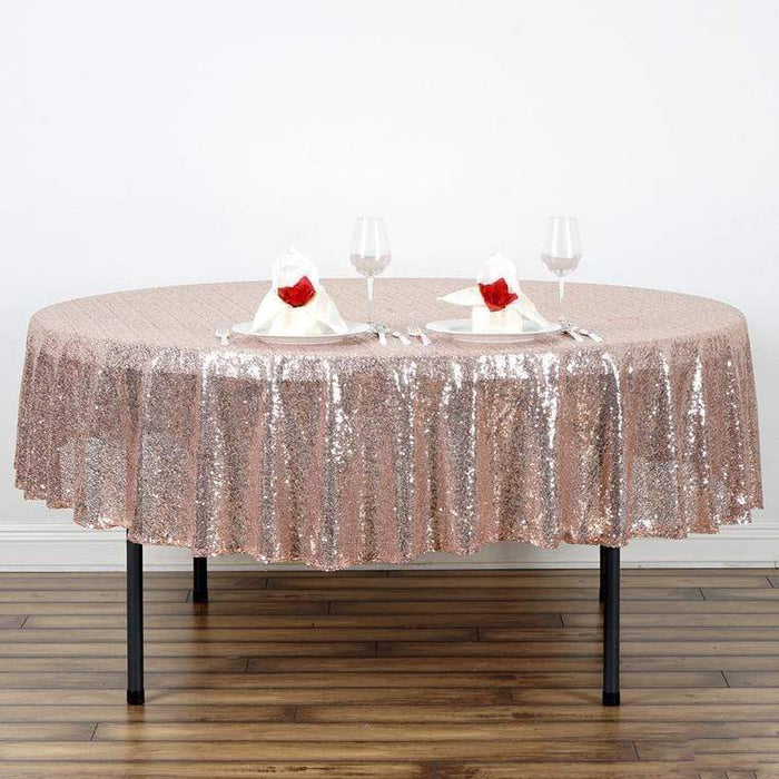 90" Round Sequin Tablecloth - Blush TAB_02_90_046